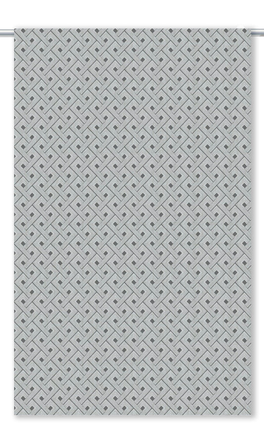 Basketweave Print Drapery (Slate Grey/ White)