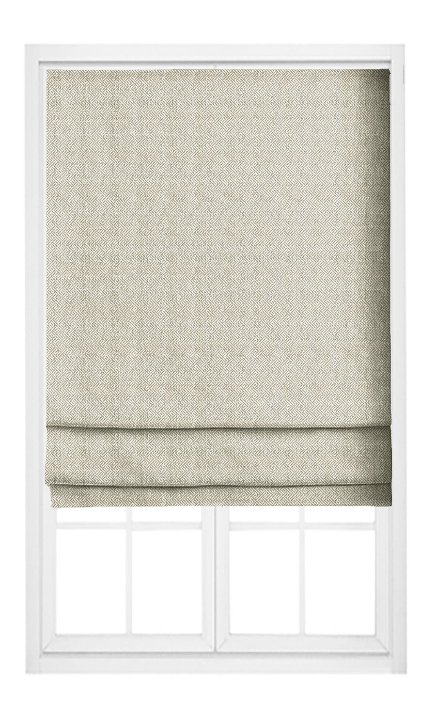 Crosshatch Geo-Print Flat, Plain, Fake, Faux, European Relaxed Roman Shades (Pale Brown/ Beige)
