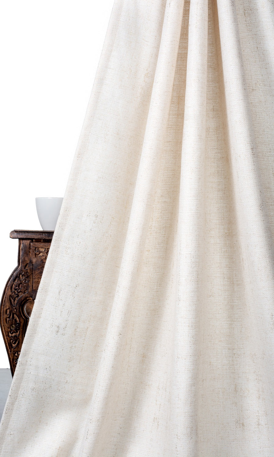 Metallic Accents Drapes (Cream/ Golden) Extra Long Short Wide