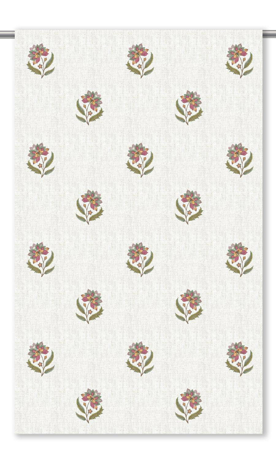 Block Print Floral Drapes (Cream/ Dusty Pink/ Olive Green)