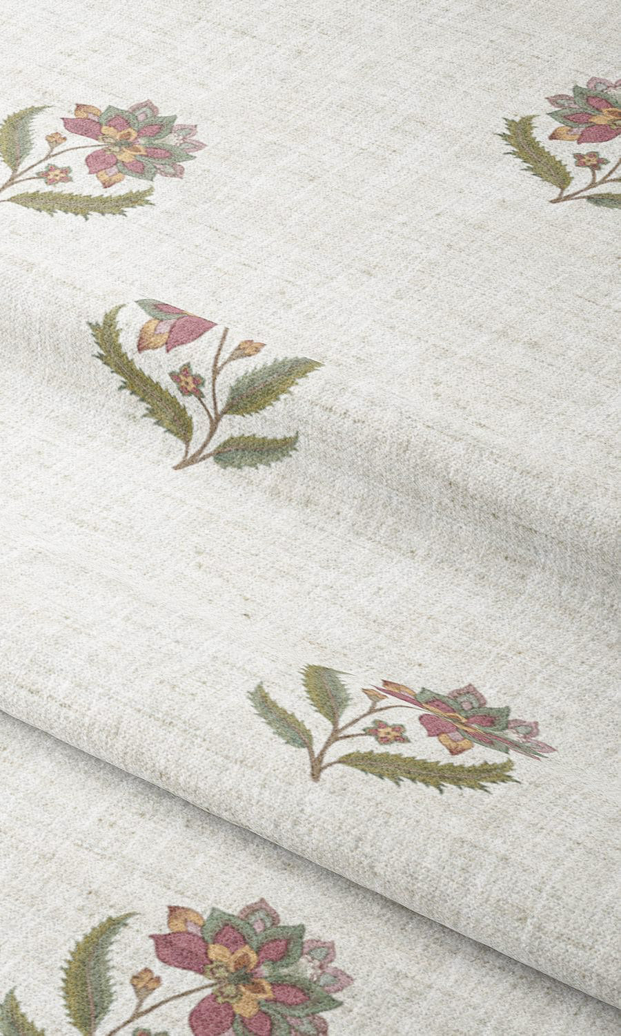 Block Print Floral Roman Shades (Cream/ Dusty Pink/ Olive Green) Extra Long Short Wide
