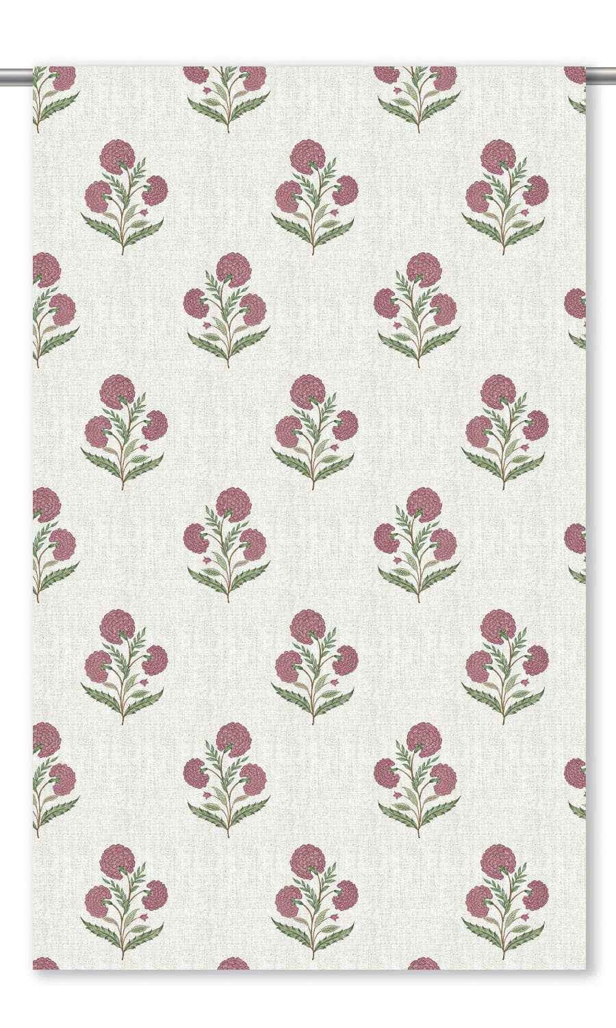 Poppy Motif Floral Roman Shades (Warm White/ Dusty Pink)