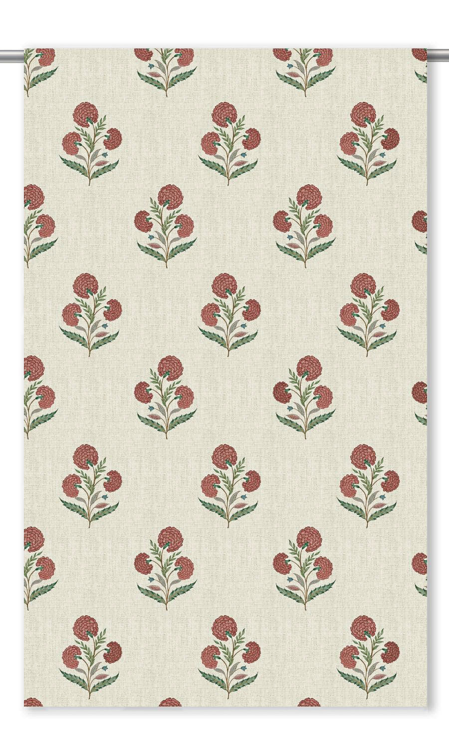 Poppy Motif Floral Roman Blinds (Ivory-Beige/ Deep Red)