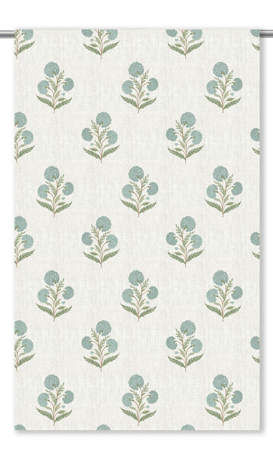 Poppy Motif Floral Drapery (Warm White/ Pastel Blue)