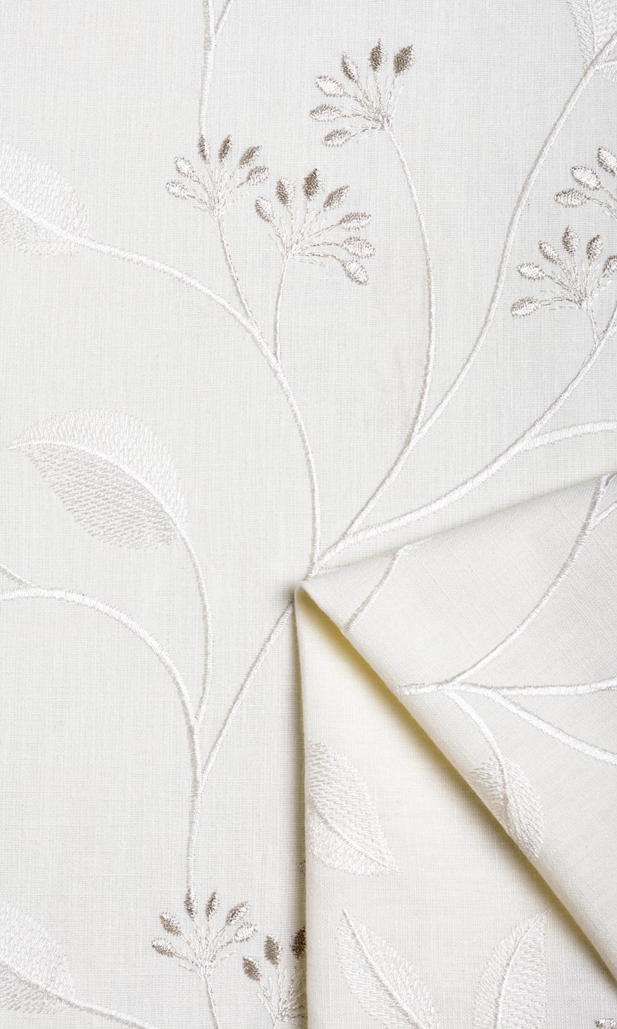 Floral Embroidery Drapes (White/ Cream) Extra Long Short Wide