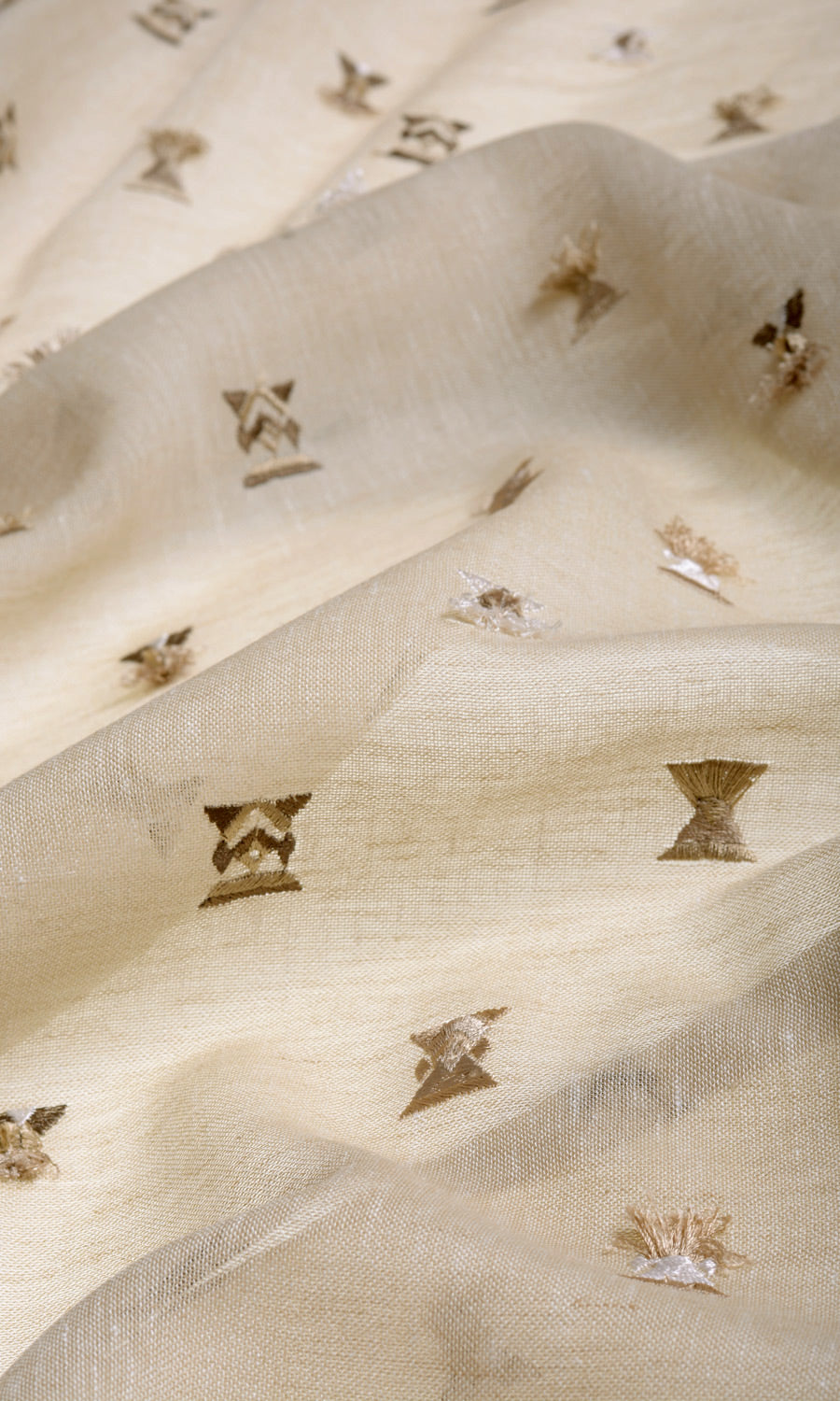 Embroidered Semi-Sheer Any Size Style Curtains (Beige/ Brown)