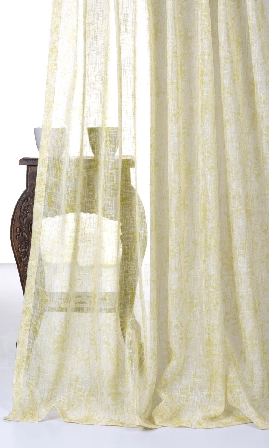 Textured Sheer Any Size Style Curtains (Yellow-Green)