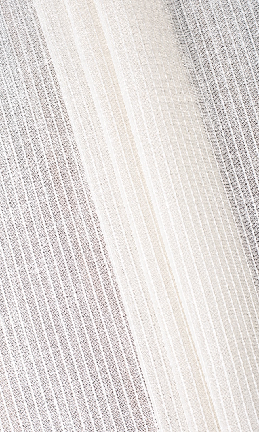 Embroidered Striped Sheer Pinch Pleat, Rod Pocket, Eyelet Curtains (Creamy Beige)