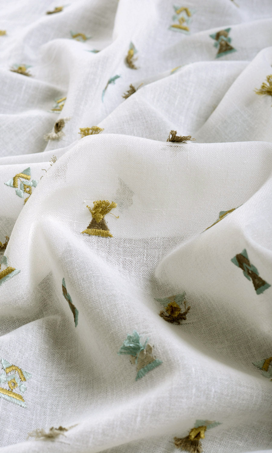 Semi Sheer Curtains / Drapes / Window Drapery Panels (Teal/ Yellow/ White)