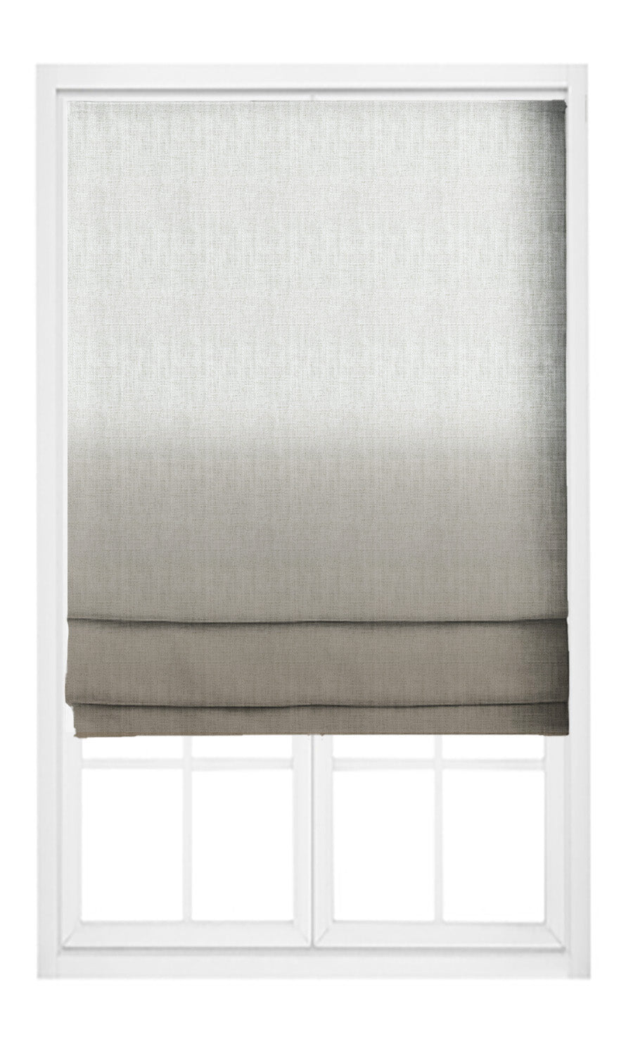 Two-Tone Ombre Flat, Plain, Fake, Faux, European Relaxed Roman Shades ( Gray/ White)