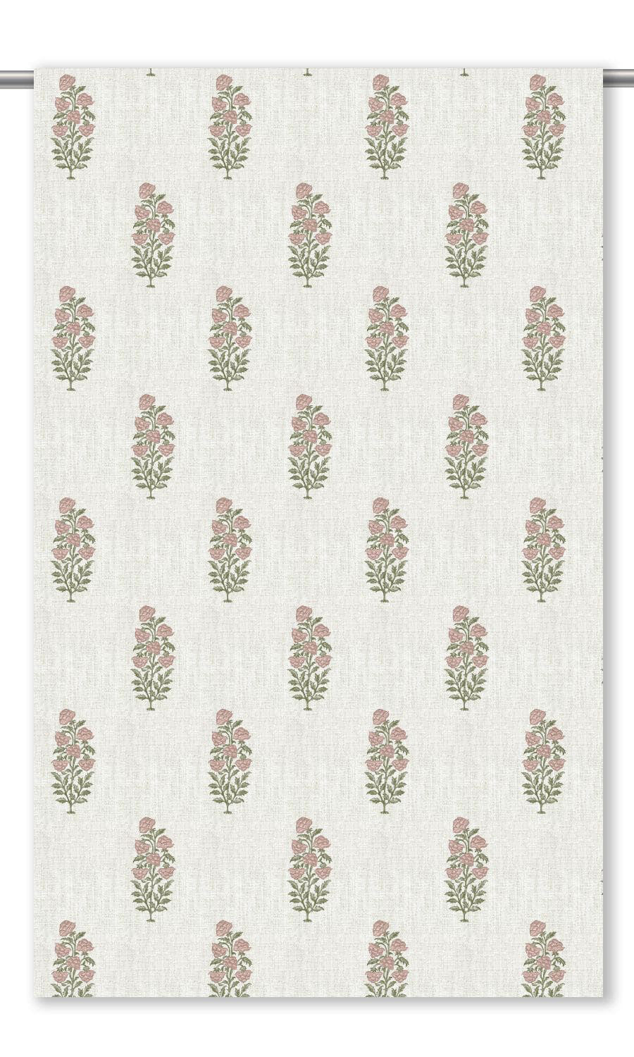 Floral Motif Print Roman Shades (White/ Blush Pink)