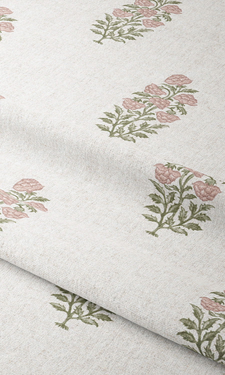 Floral Motif Print Window Curtains (White/ Blush Pink) Extra Long Short Wide