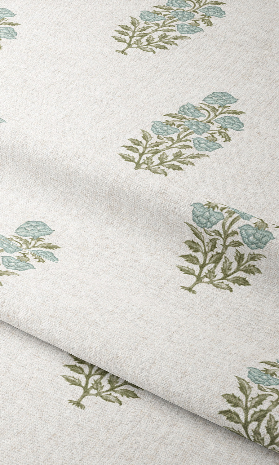 Floral Motif Print Roman Blinds (White/ Powder Blue) Extra Long Short Wide