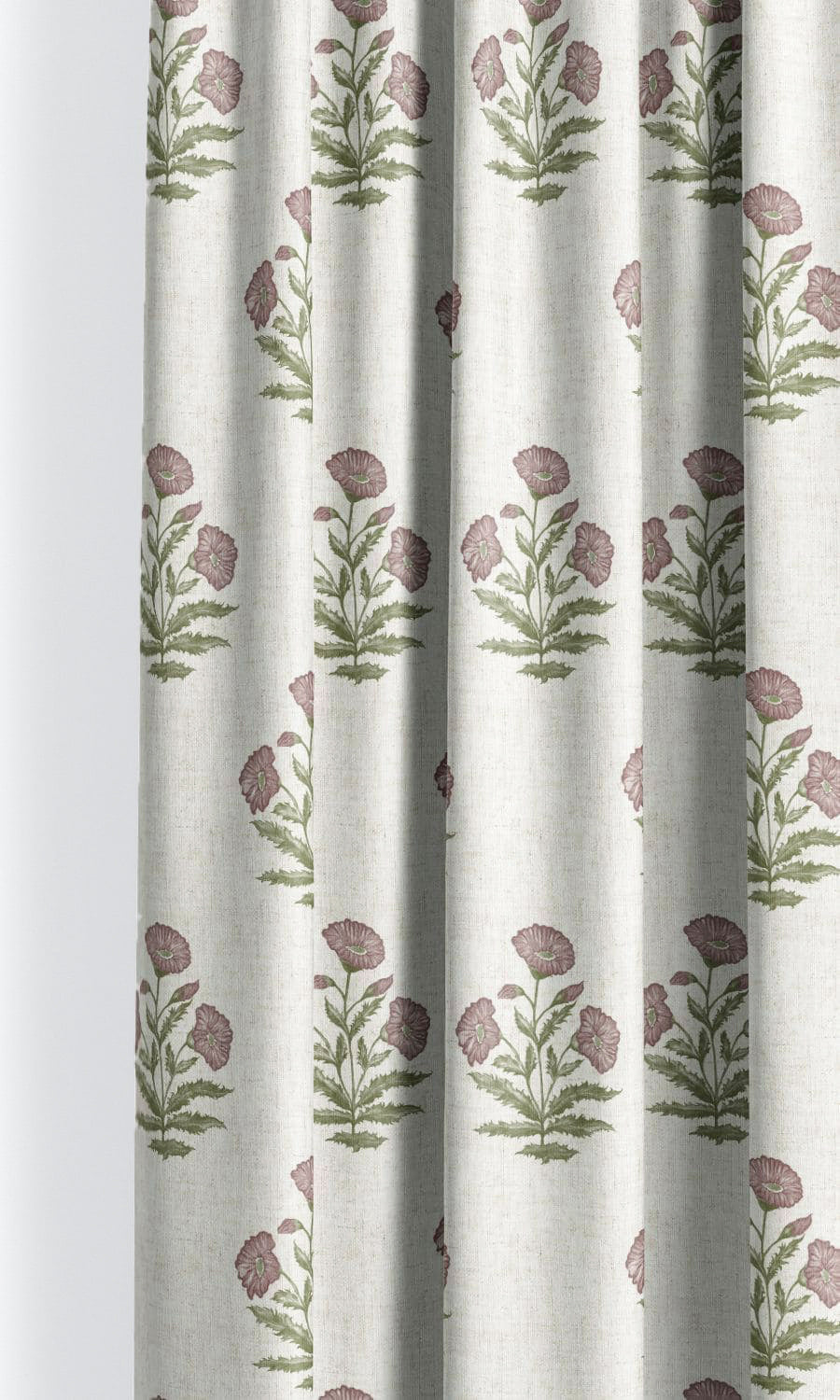 Floral Poppy Print Window Shades (White/ Dusty Pink) for Living, Bedroom, Kitchen, Bathroom
