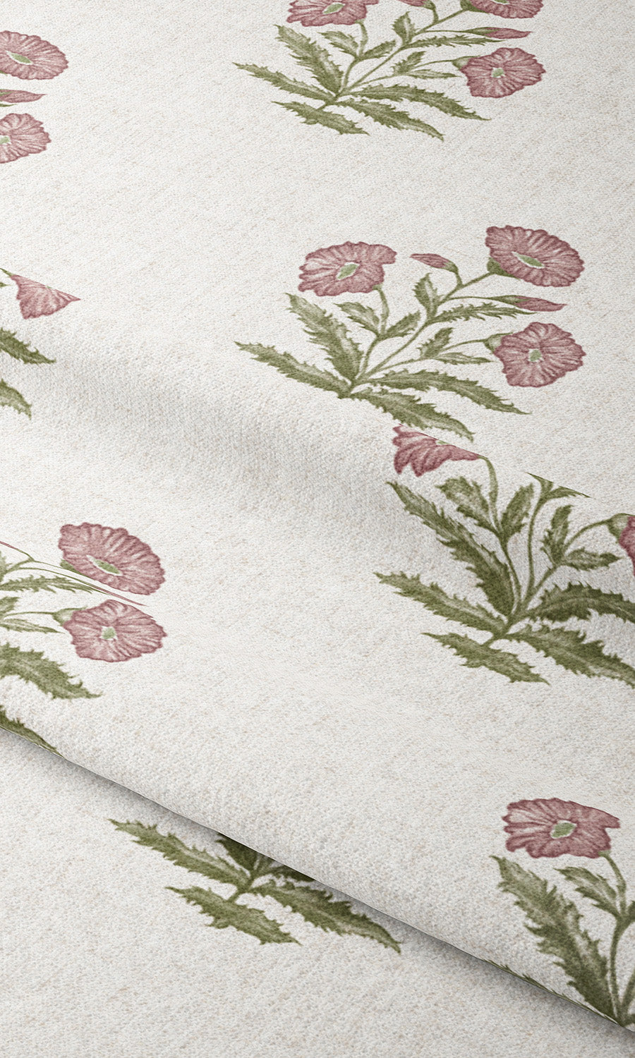Floral Poppy Print Window Shades (White/ Dusty Pink) Extra Long Short Wide