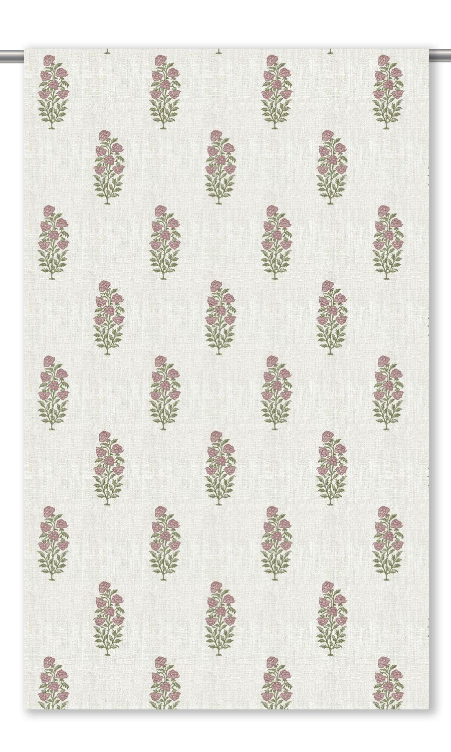 Floral Motif Print Roman Shades (White/ Dusty Pink)