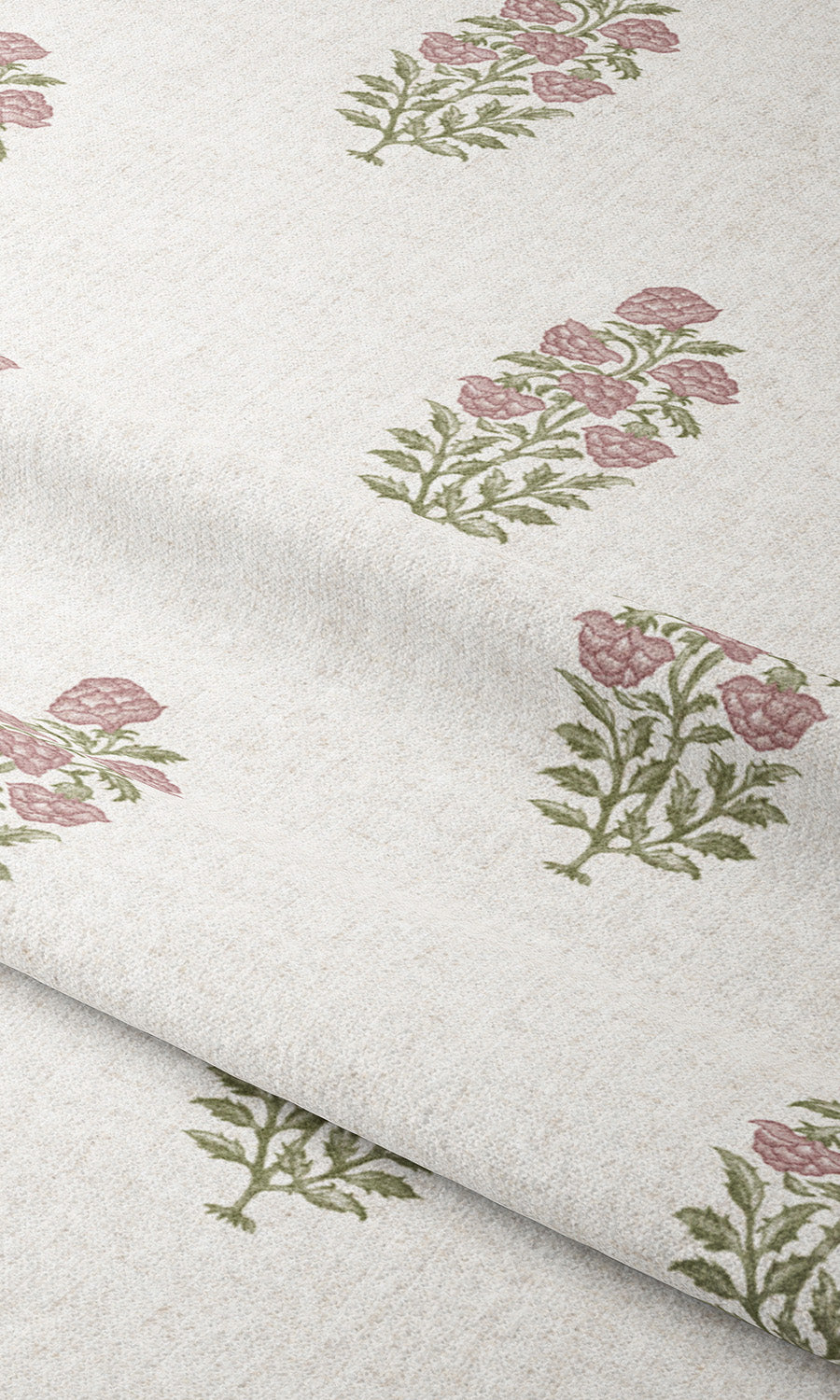 Floral Motif Print Roman Shades (White/ Dusty Pink) Extra Long Short Wide