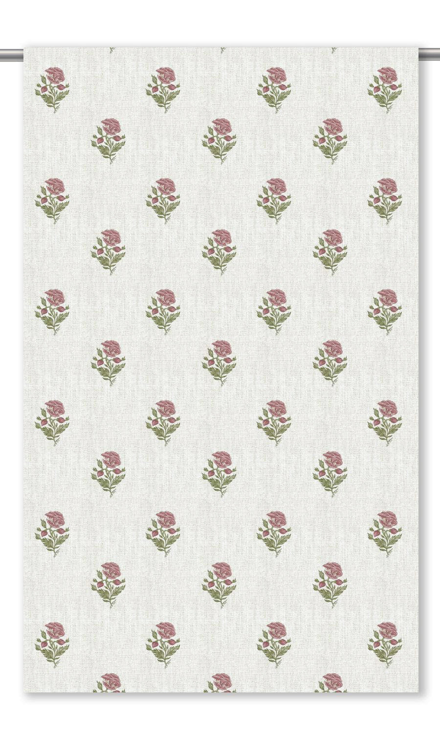 Floral Block Print Drapery (White/ Dusty Pink)