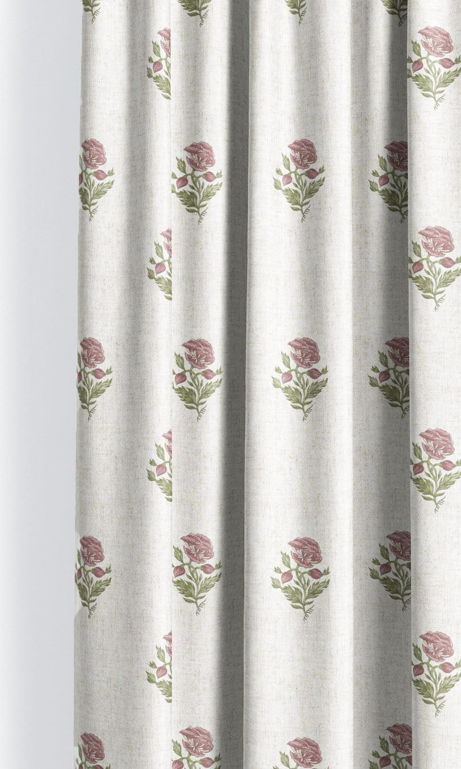 Floral Block Print Shades (White/ Dusty Pink) for Living, Bedroom, Kitchen, Bathroom