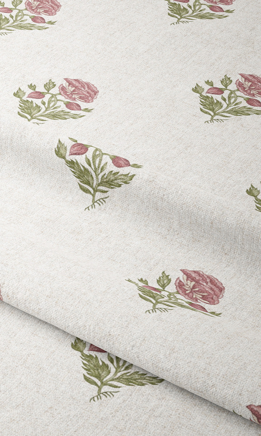 Floral Block Print Shades (White/ Dusty Pink) Extra Long Short Wide