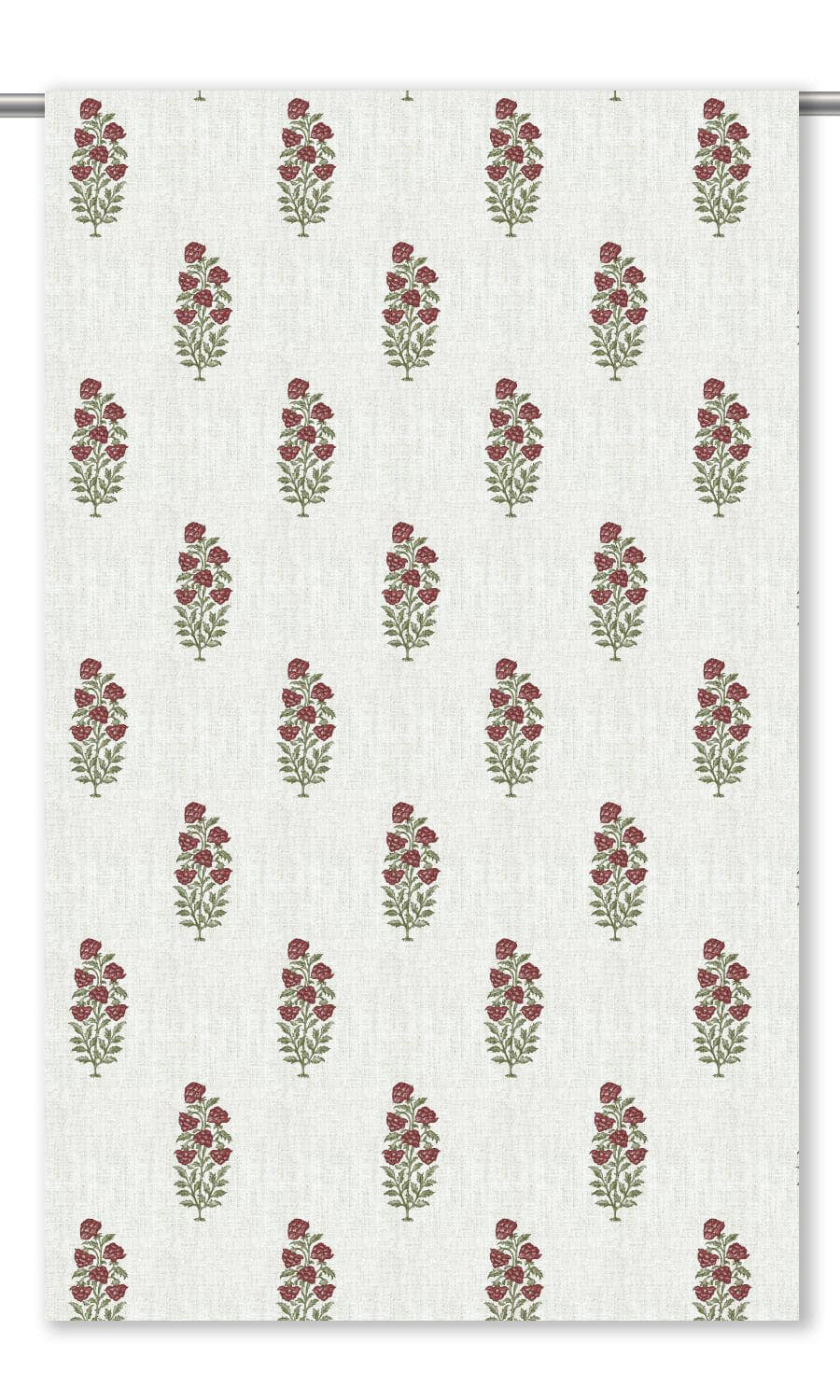 Floral Motif Print Roman Blinds (White/ Burgundy Red)