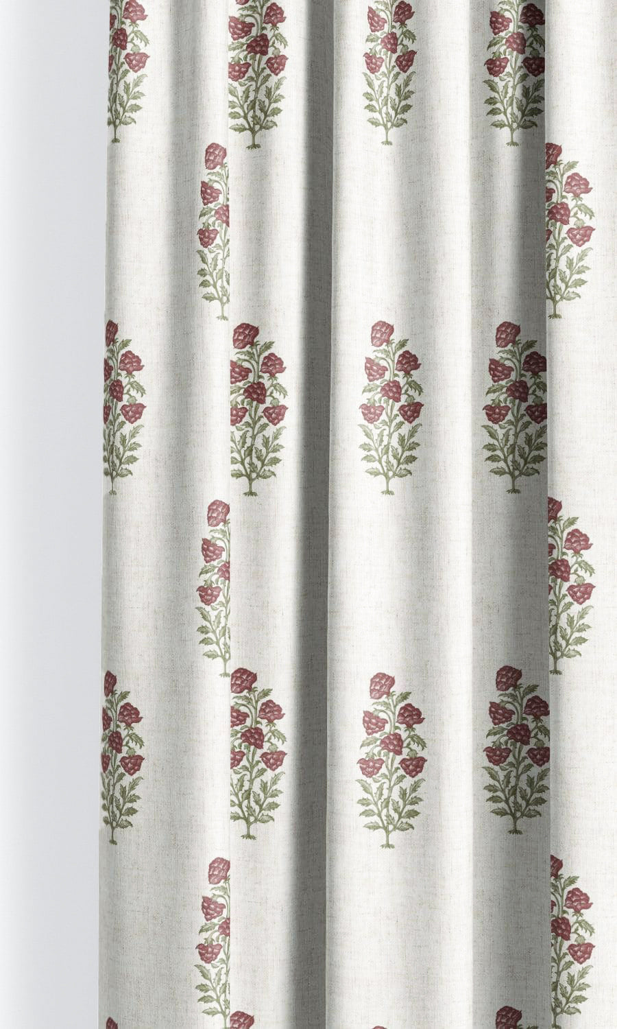 Floral Motif Print Roman Blinds (White/ Burgundy Red) for Living, Bedroom, Kitchen, Bathroom