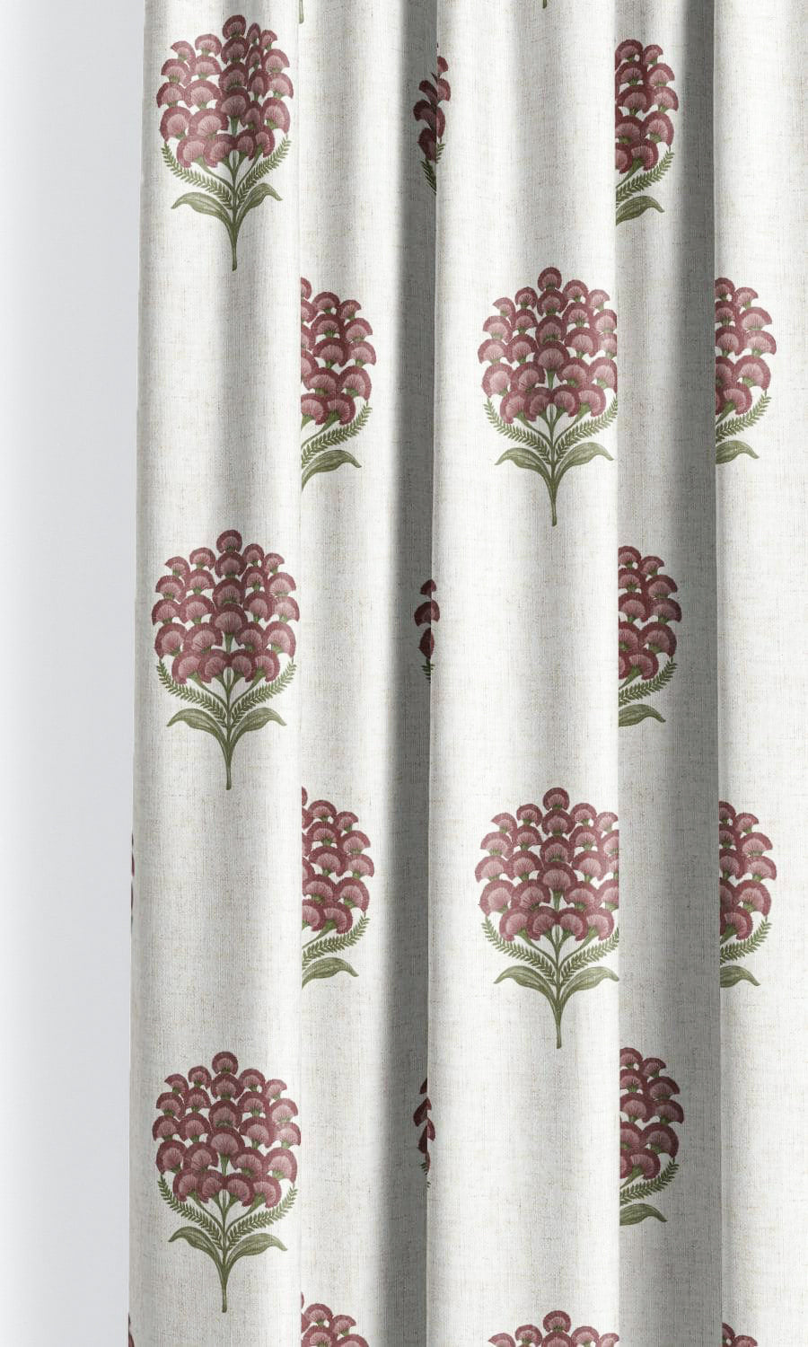 Floral Motif Print Roman Shades (White/ Burgundy Red) for Living, Bedroom, Kitchen, Bathroom