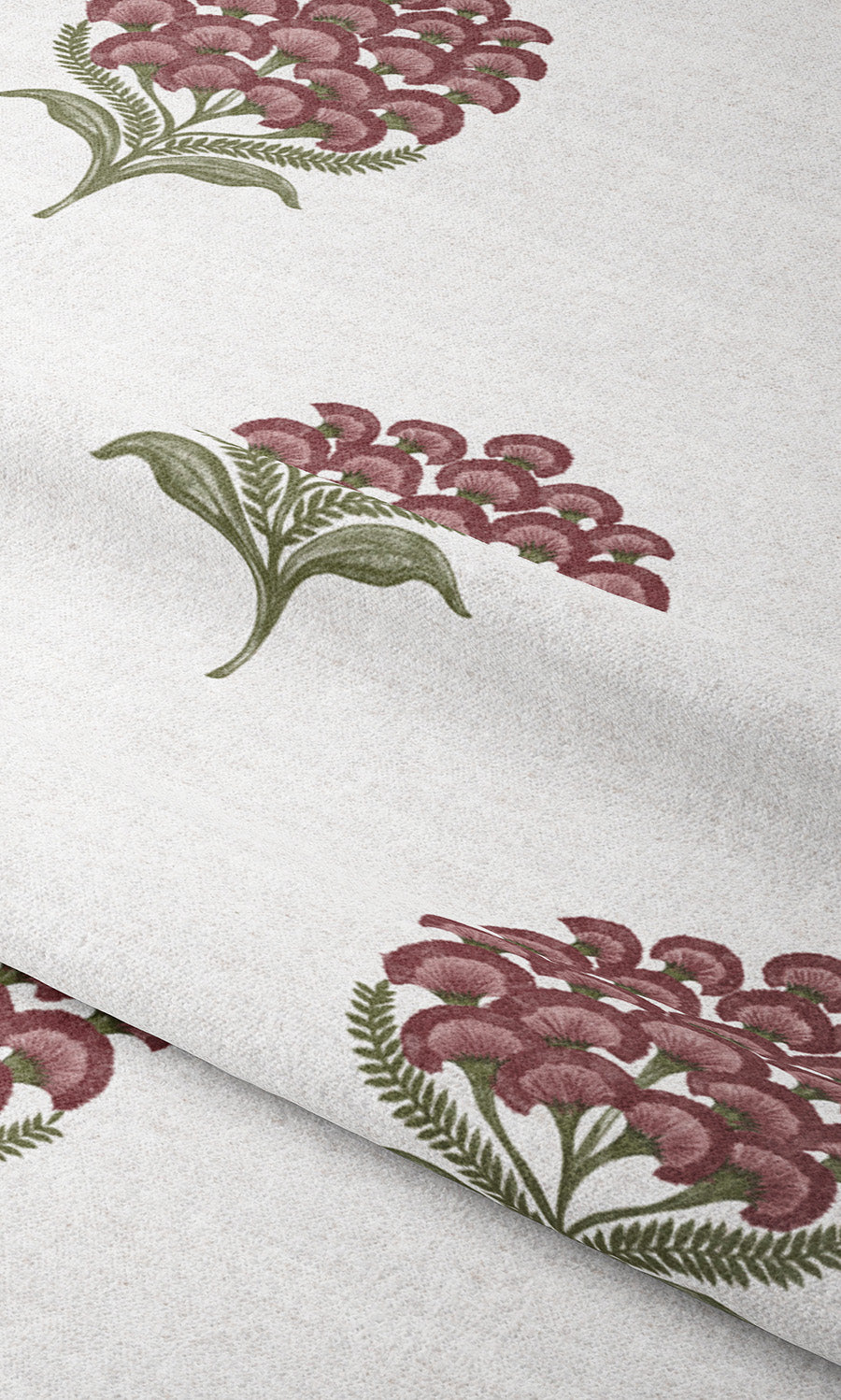 Floral Motif Print Roman Shades (White/ Burgundy Red) Extra Long Short Wide