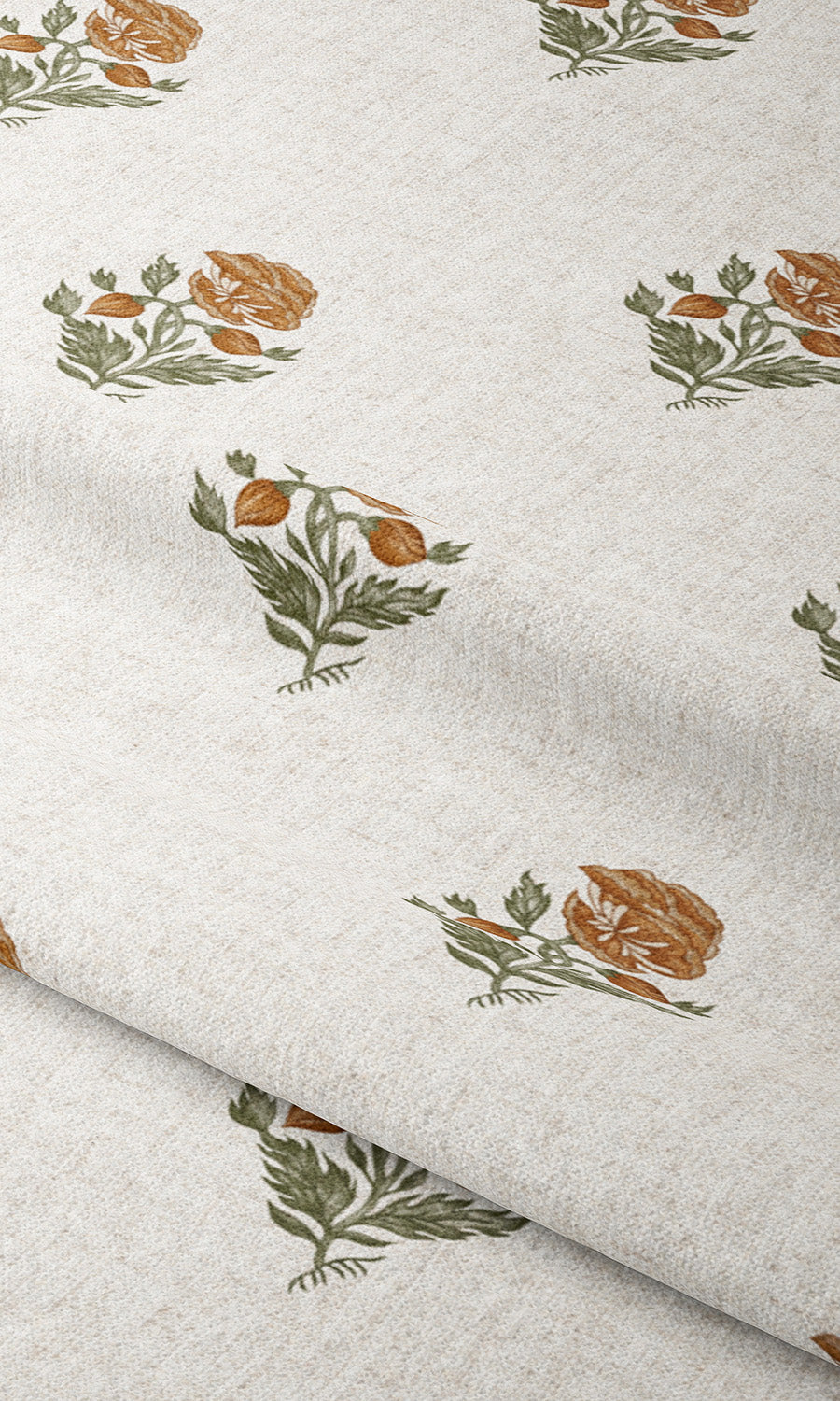 Floral Block Print Shades (White/ Bronzy Orange) Extra Long Short Wide
