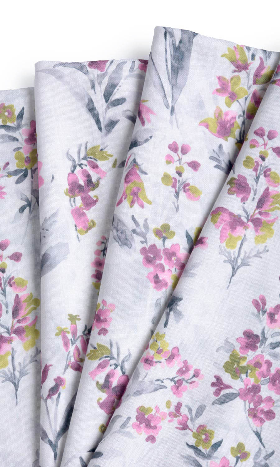 Floral Print Custom Curtains (Pink/ Grey)