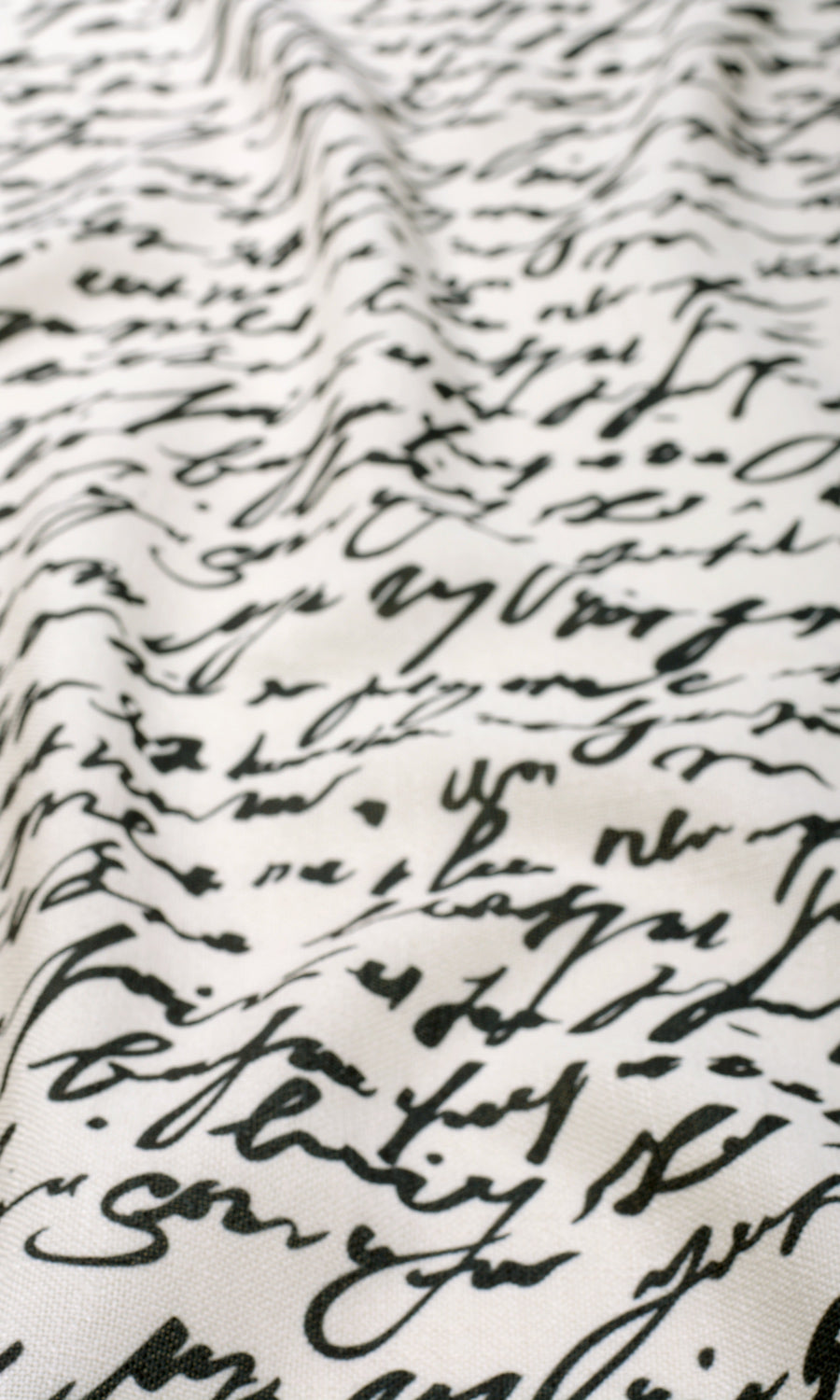 Script Print Drapery (Paper White/ Ink Black) Extra Long Short Wide