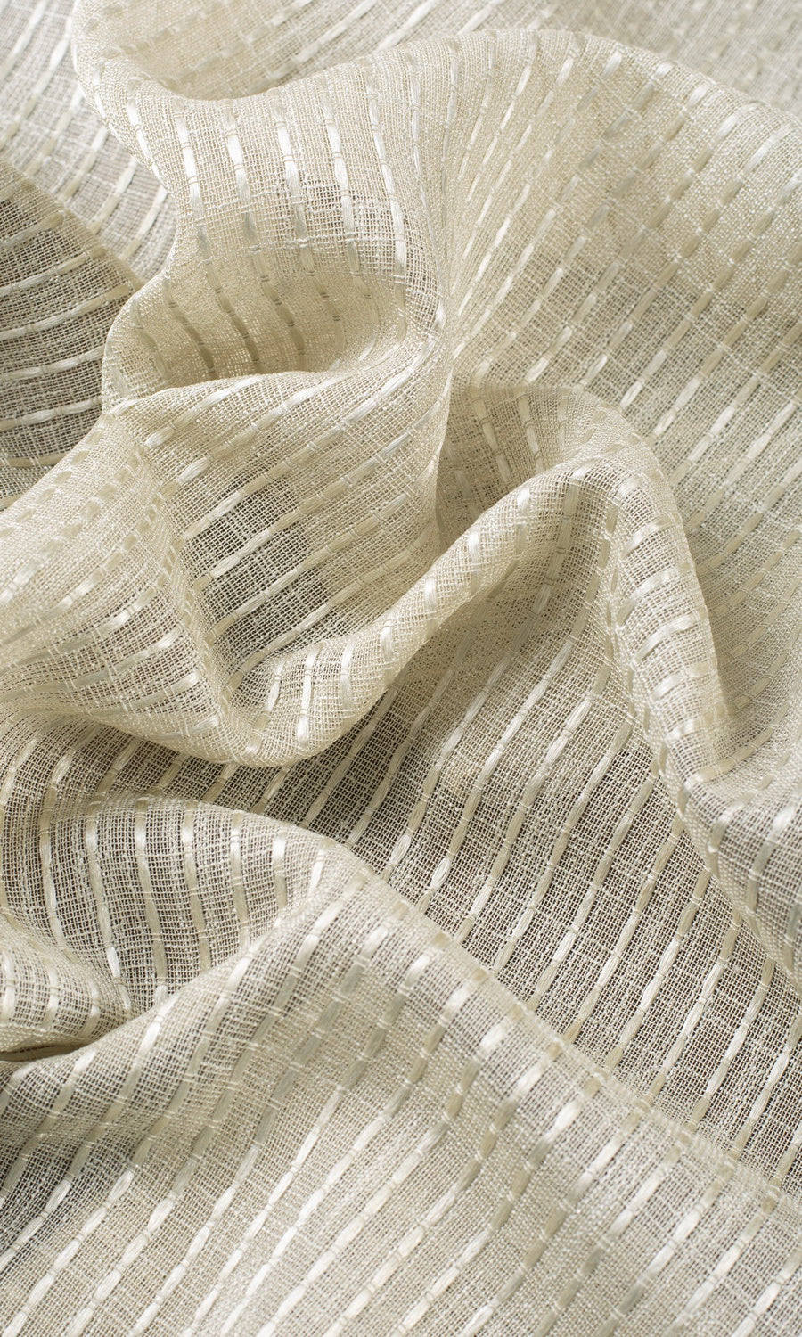 Striped Embroidery Sheer Custom Curtains (Pale Beige)