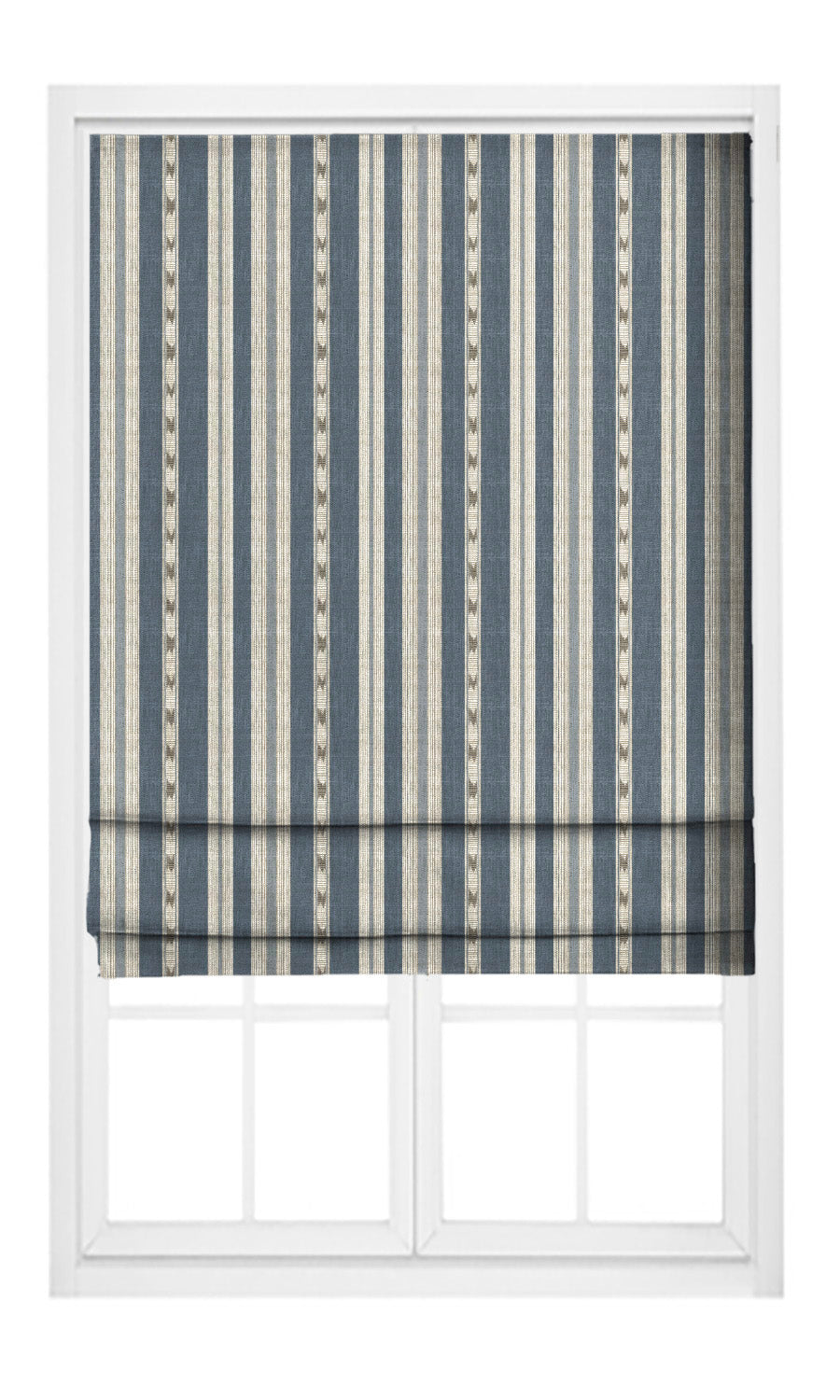 Striped Pinch Pleat, Rod Pocket, Eyelet Curtains (Taupe/ Prussian Blue)
