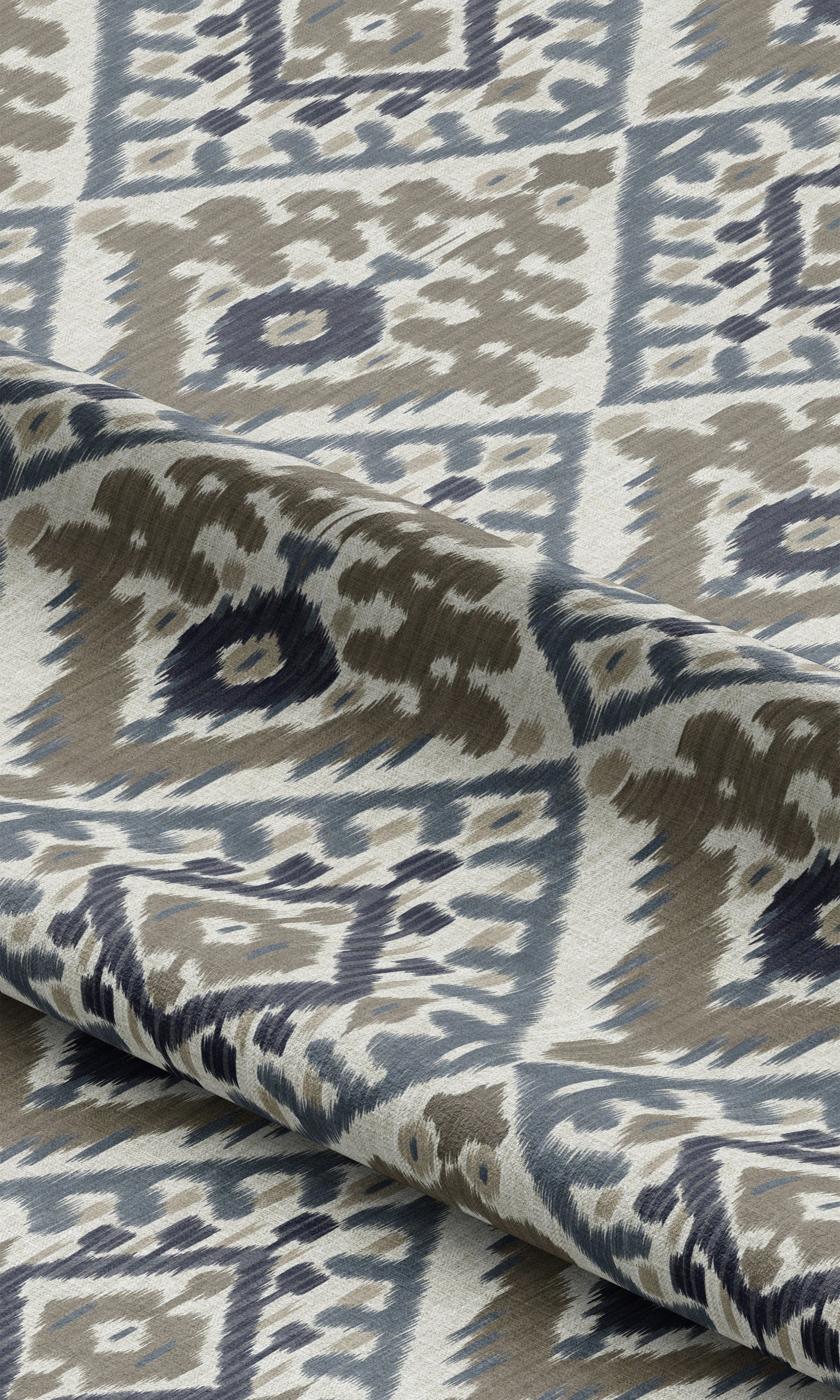 Ikat Argyle Curtain Panels (Navy Blue/ Taupe/ Brown) Extra Long Short Wide