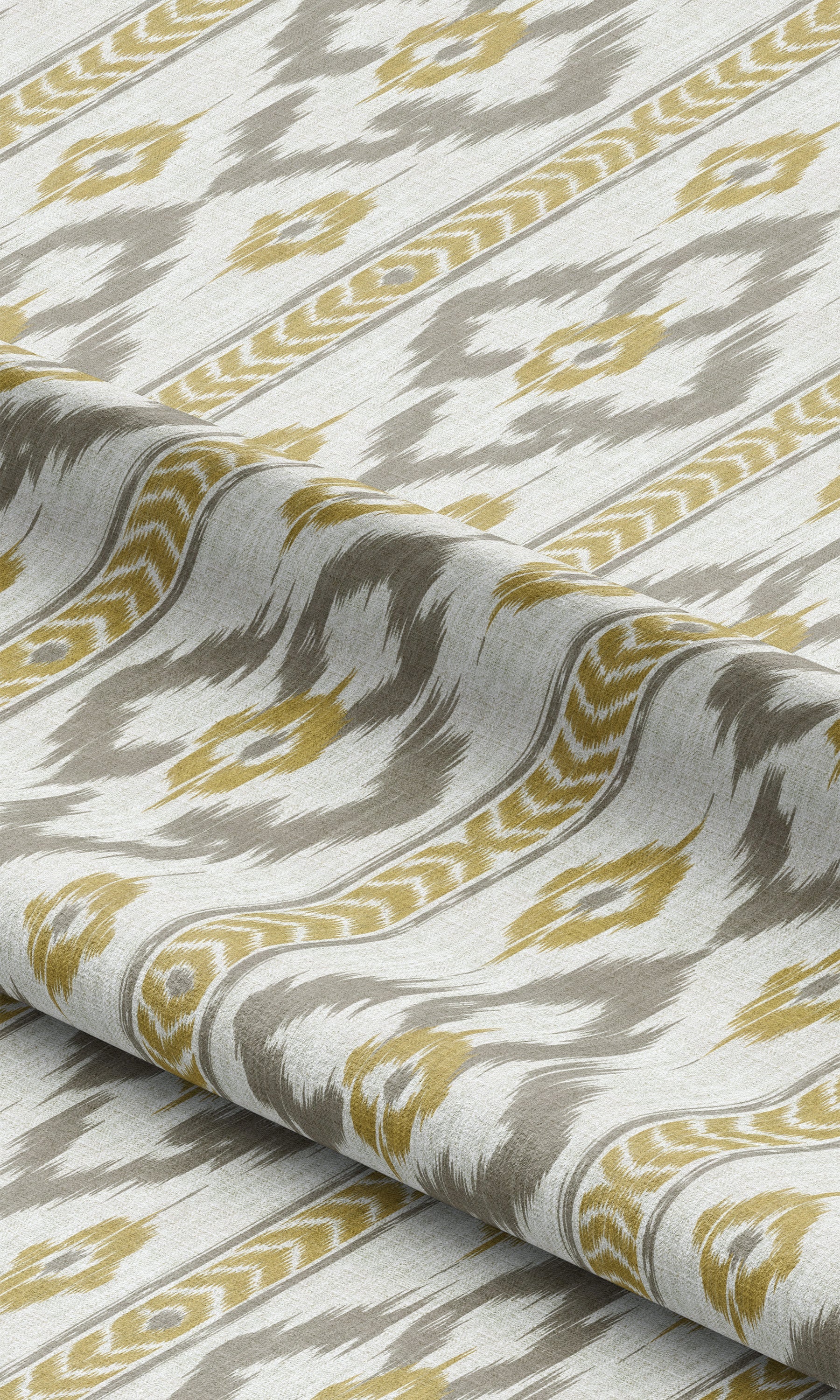 Ikat Geometric Window Curtains (Warm Gray/ Mustard Yellow) Extra Long Short Wide