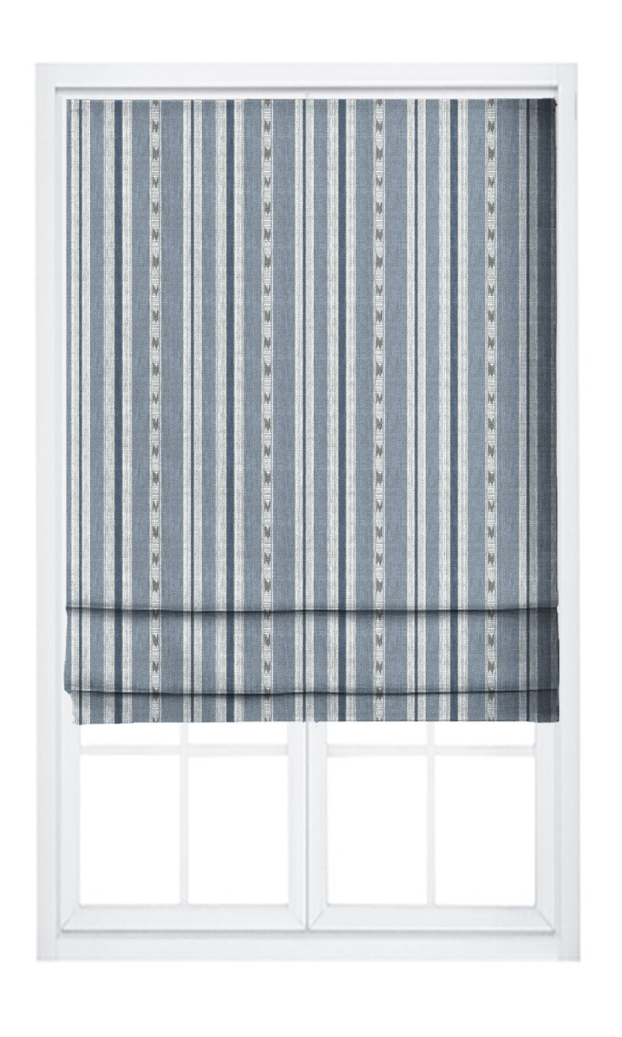 Striped Pinch Pleat, Rod Pocket, Eyelet Curtains (Cornflower Blue/ White)
