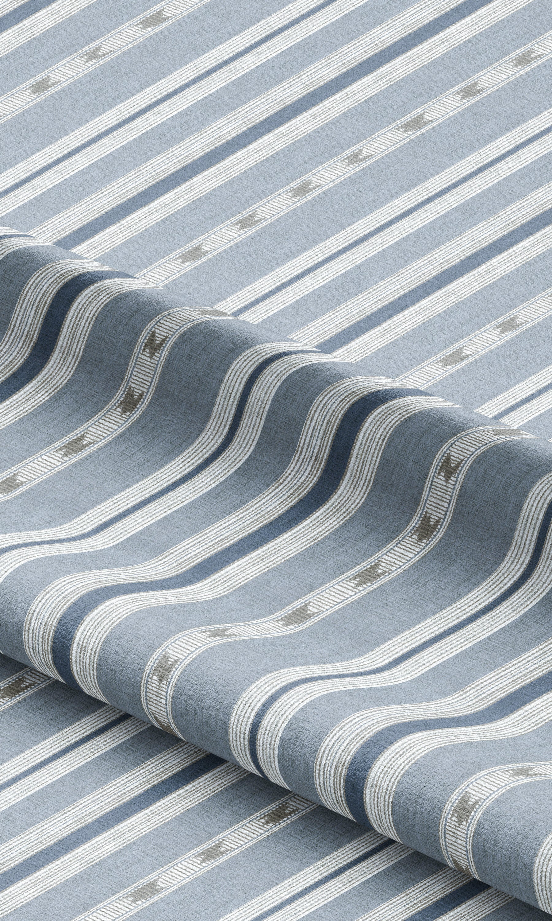 Striped Window Curtains (Cornflower Blue/ White)