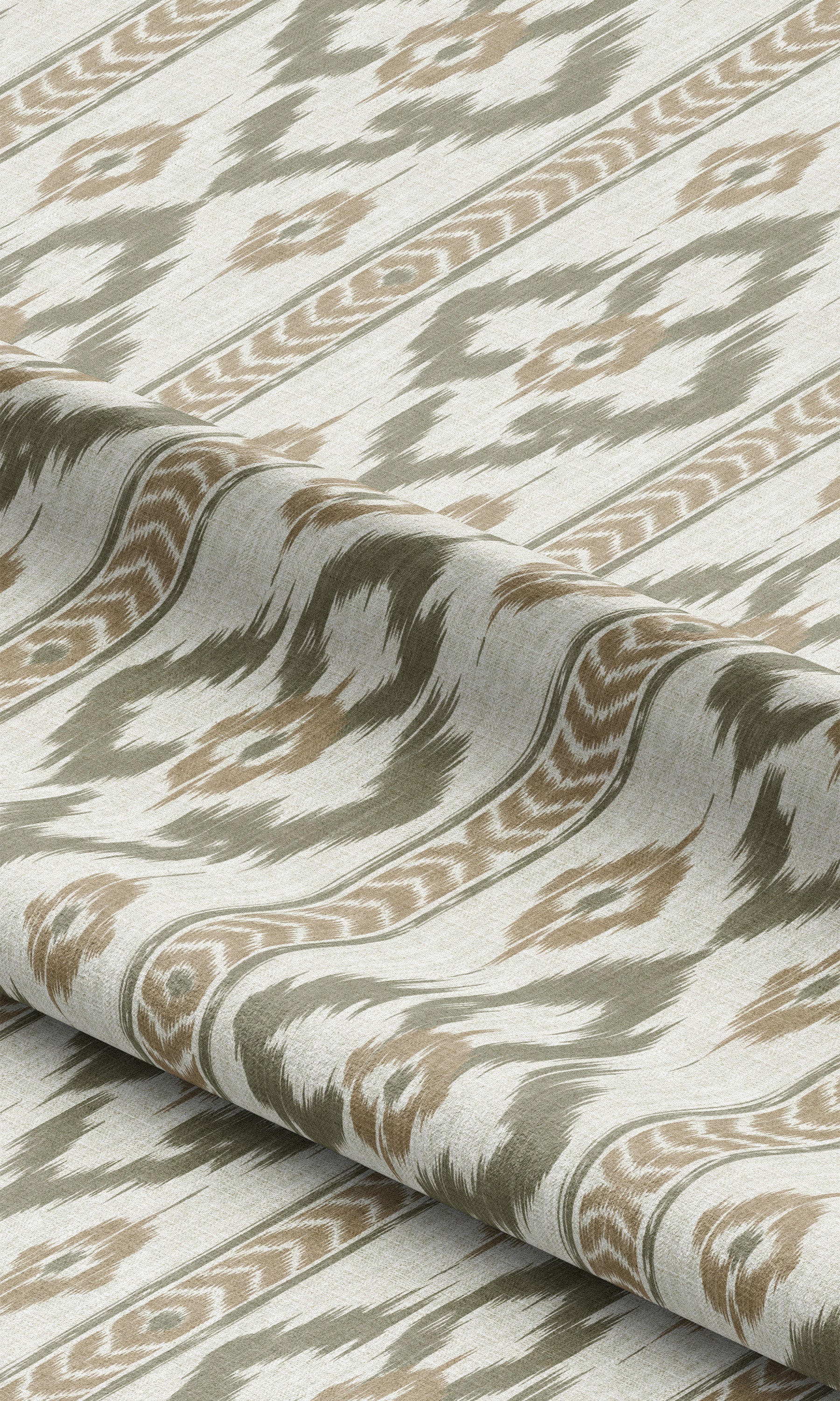 Ikat Geometric Roman Shades (Olive Green/ Camel Brown) Extra Long Short Wide