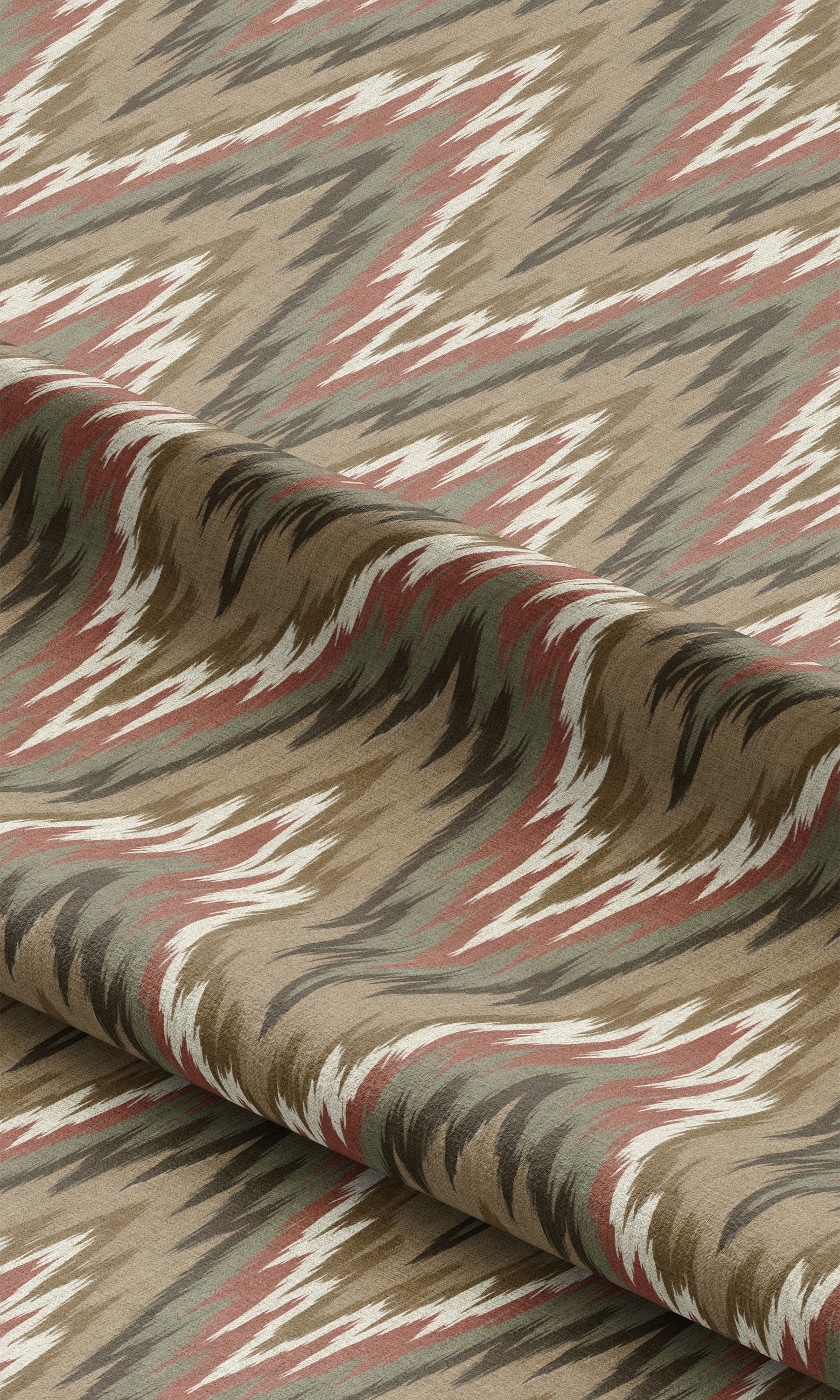Ikat Chevron Roman Shades (Green-Beige/ Terracotta/ Brown) Extra Long Short Wide