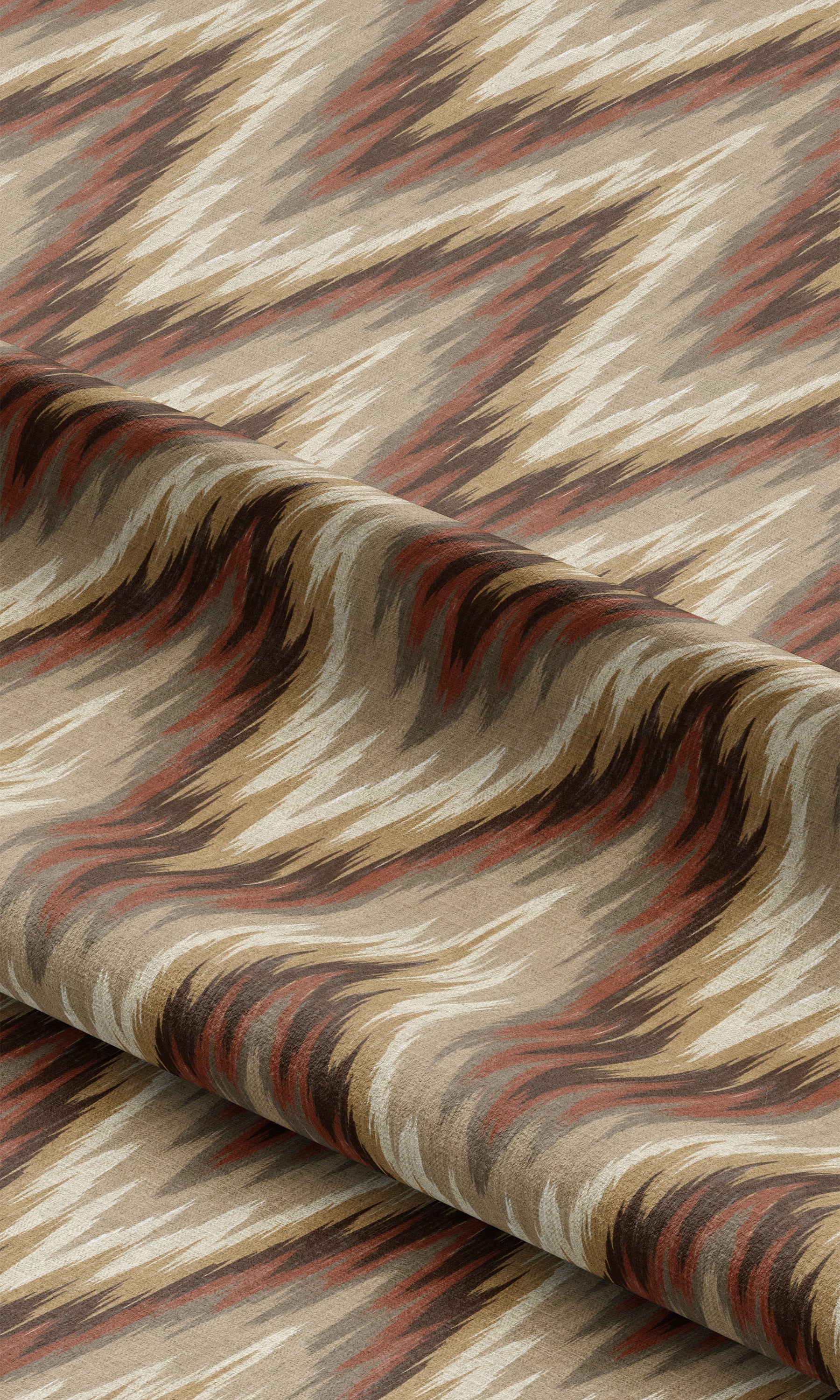 Ikat Chevron Window Curtains (Umber Brown/ Terracotta/ Beige) Extra Long Short Wide