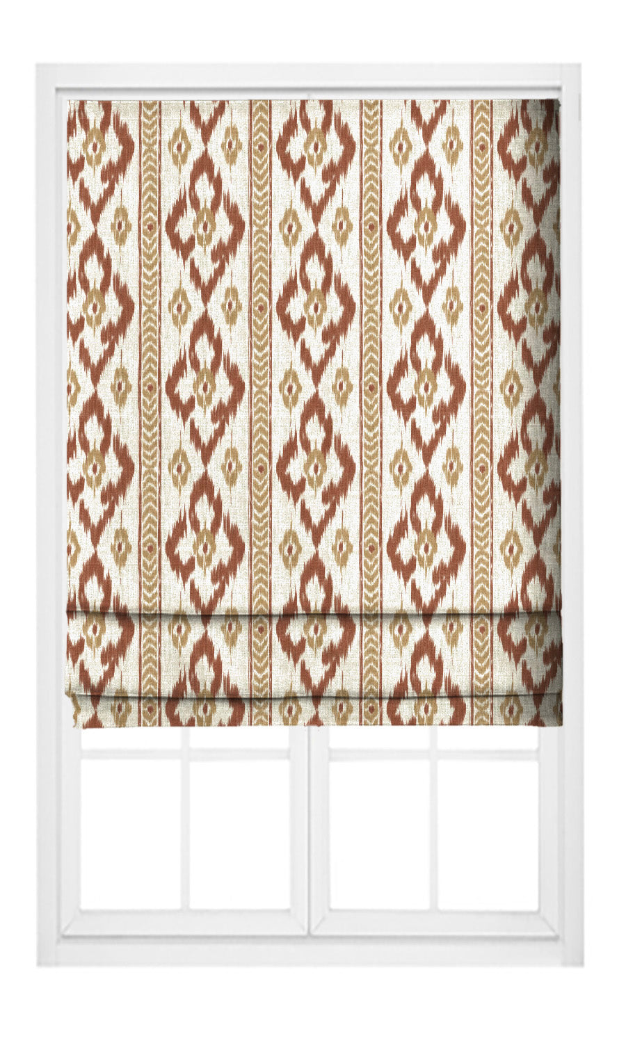 Striped Pinch Pleat, Rod Pocket, Eyelet Curtains (Terracotta Red/ Tortilla Brown)