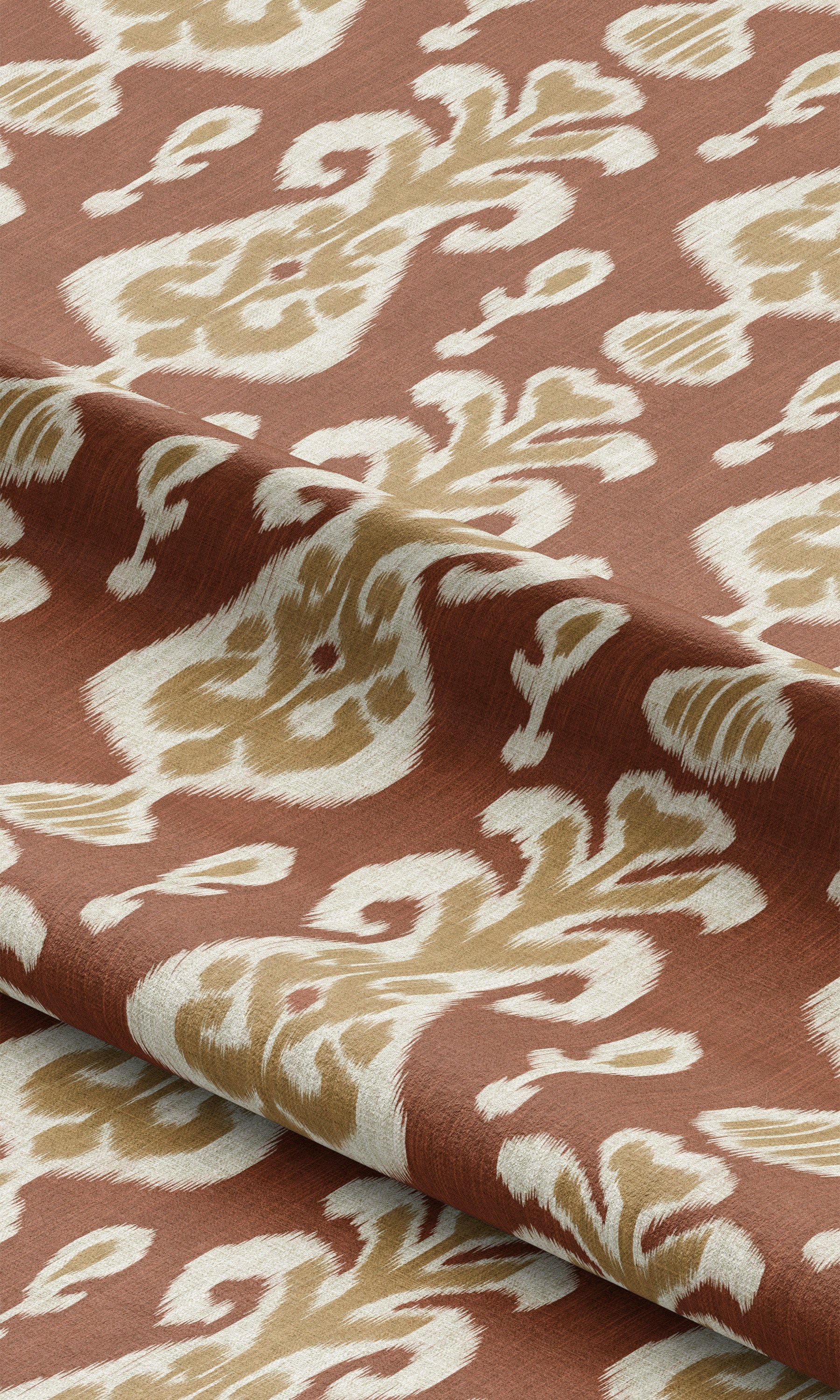 Ikat Floral Roman Blinds (Burnt Orange/ Khakhi Beige) Extra Long Short Wide