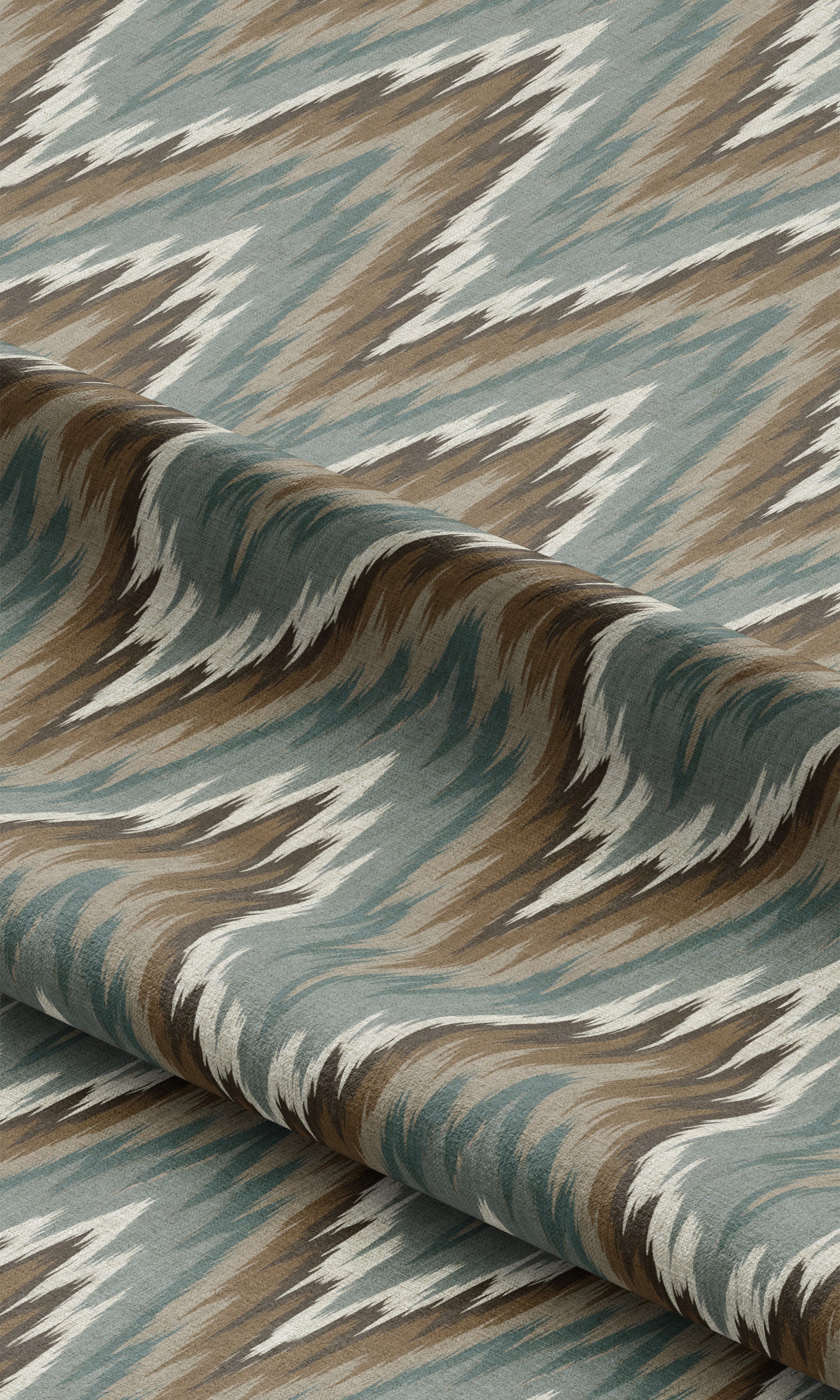 Ikat Chevron Window Curtains (Chocolate Brown/ Stone Blue) Extra Long Short Wide