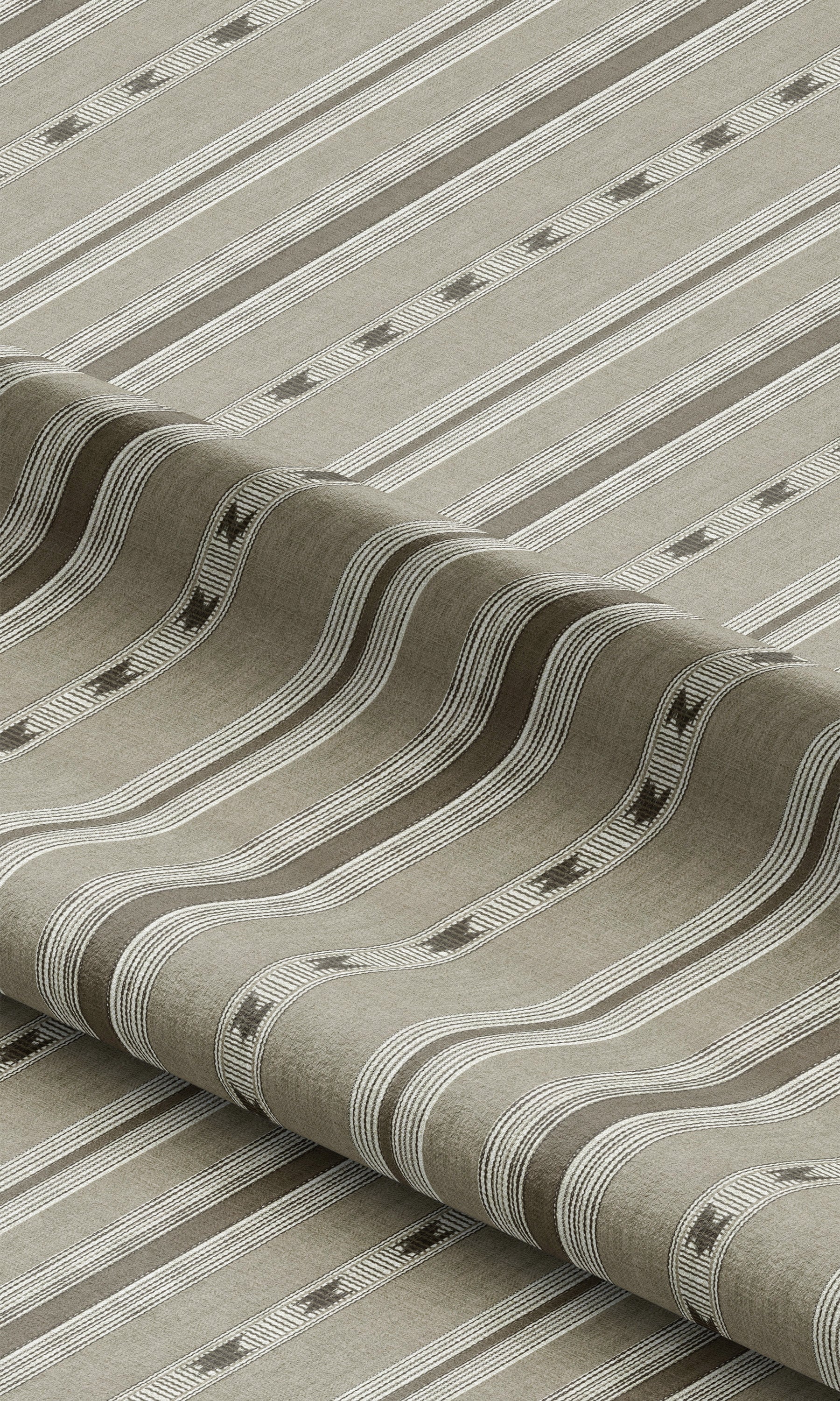 Striped Curtain Panels (Taupe Gray/ Chocolate Brown)