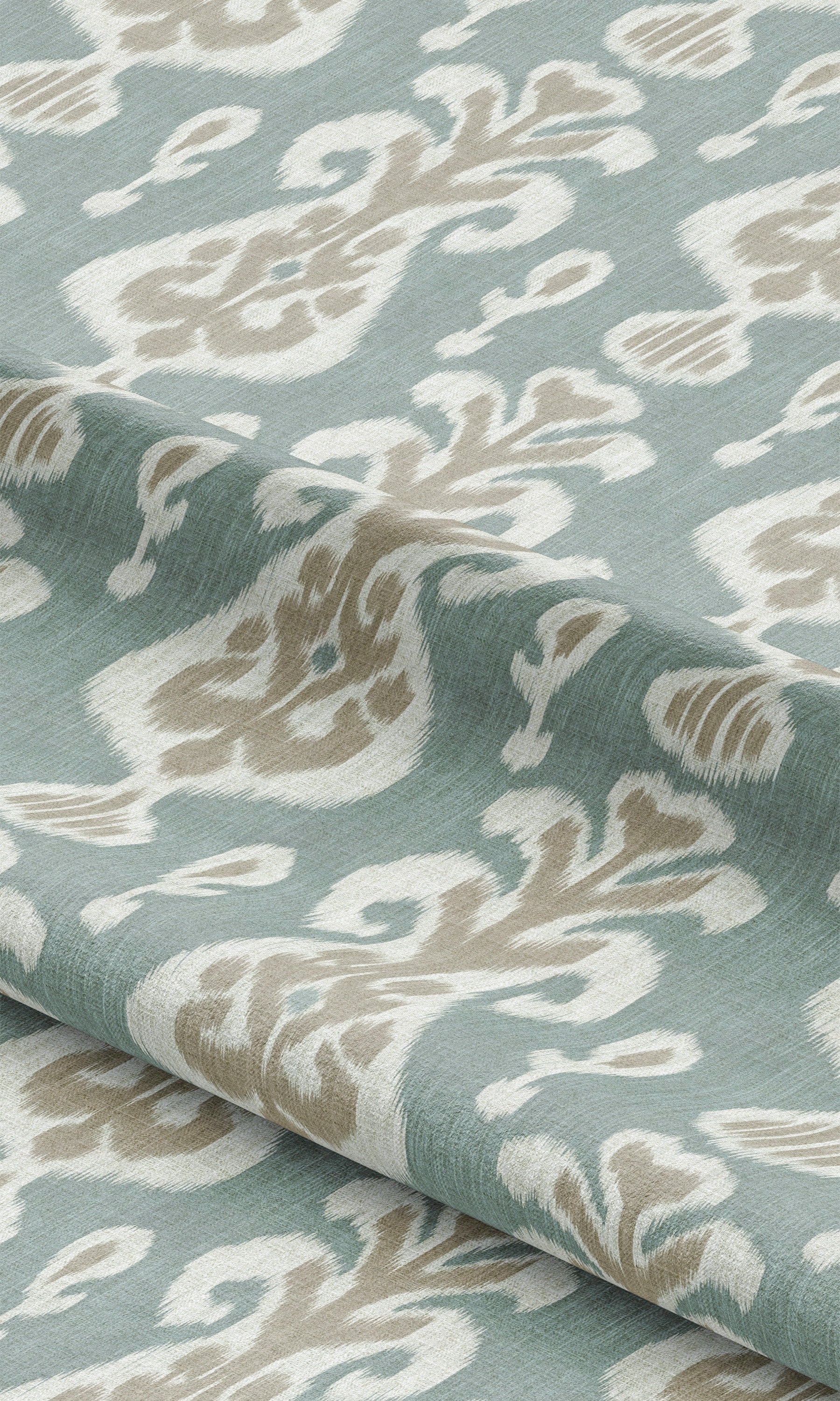 Ikat Floral Window Curtains (Duck Egg Blue/ Beige) Extra Long Short Wide