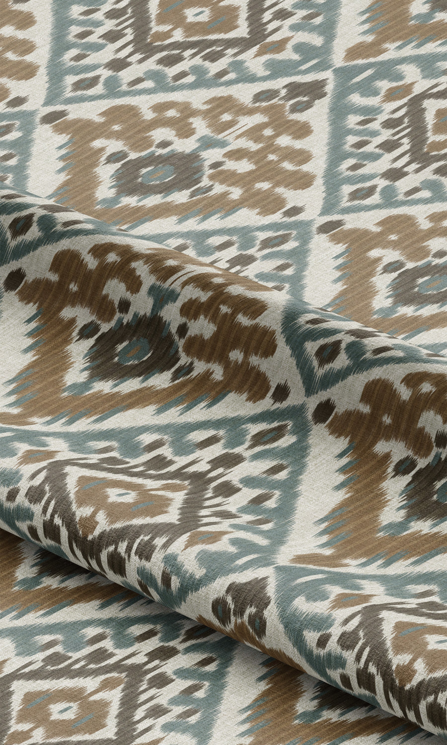 Ikat Argyle Window Curtains (Stone Blue/ Peanut Brown) Extra Long Short Wide