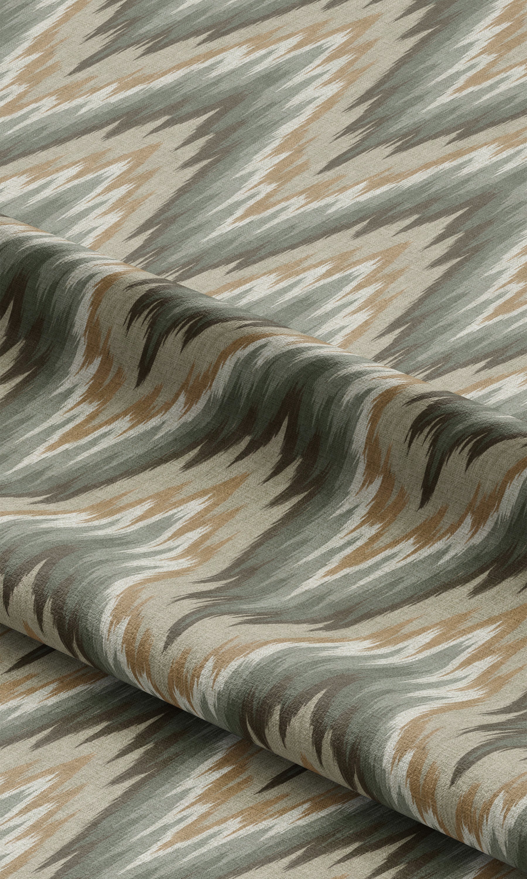 Ikat Chevron Shades (Beige/ Sage Gray) Extra Long Short Wide
