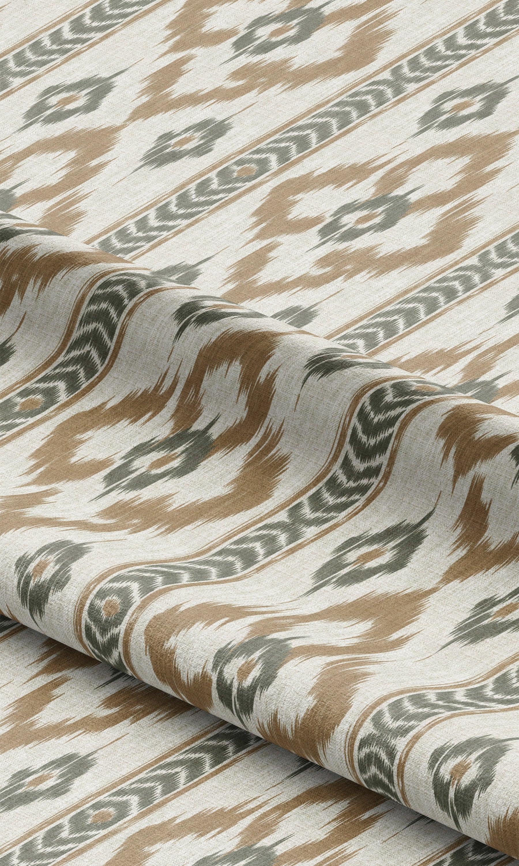 Ikat Geometric Window Shades (Peanut Brown/ Gray-Green) Extra Long Short Wide