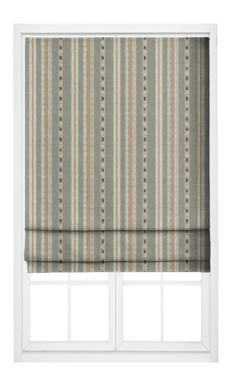 Striped Pinch Pleat, Rod Pocket, Eyelet Curtains (Sage Gray/ Tan)