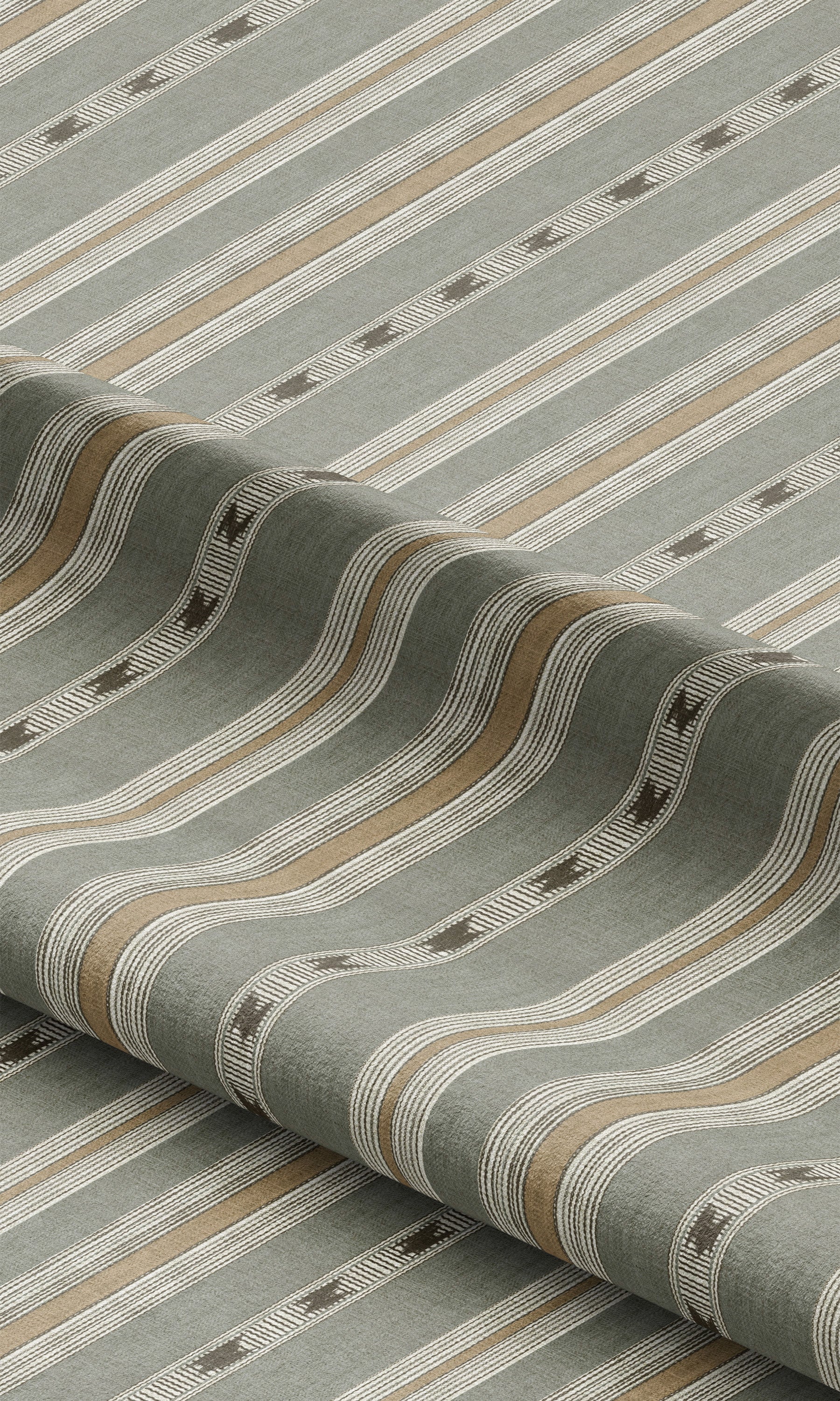 Striped Drapes (Sage Gray/ Tan)